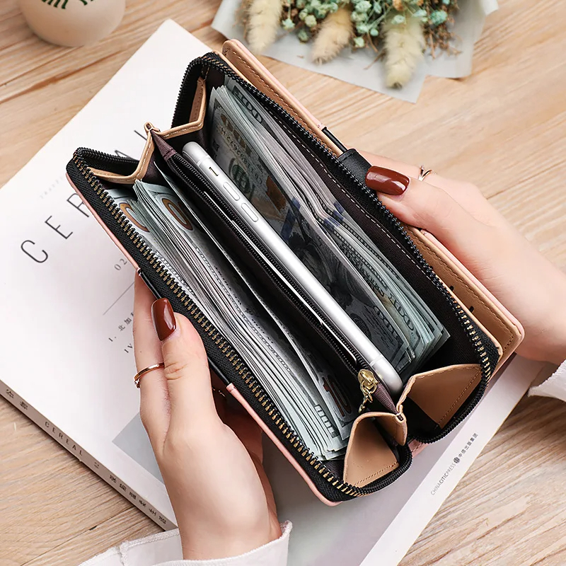 Hollow Leaves PU Leather Women's Long Wallet Fashion Female Coin Purses Hasp Zipper Hand Clutch for Women