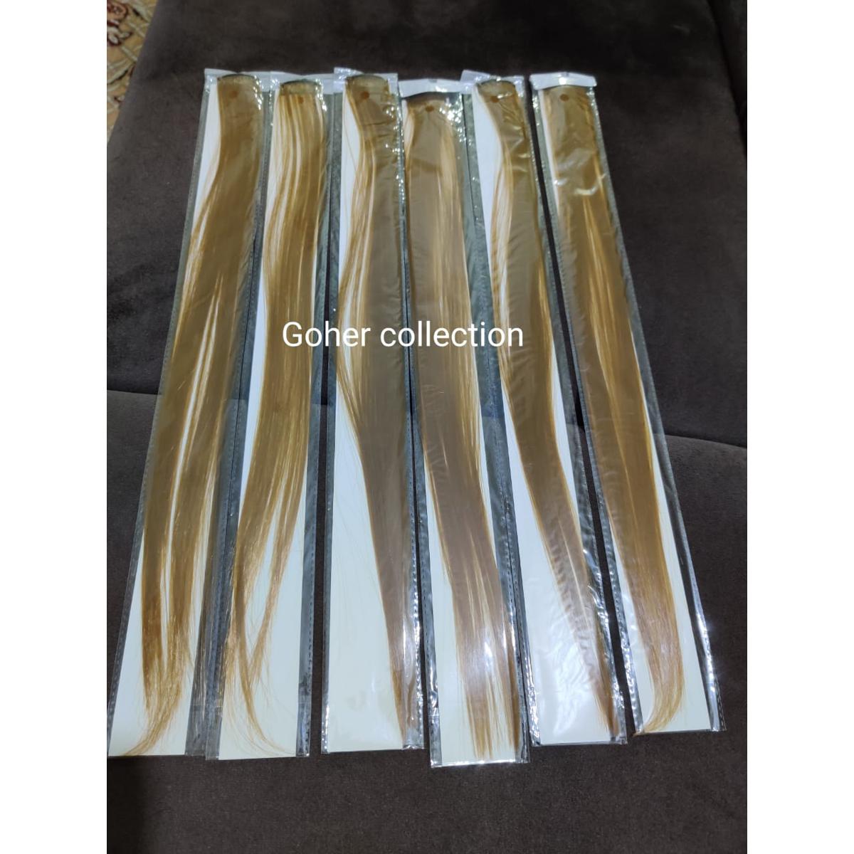 6 pieces blonde-golden single clip hair extension for girls