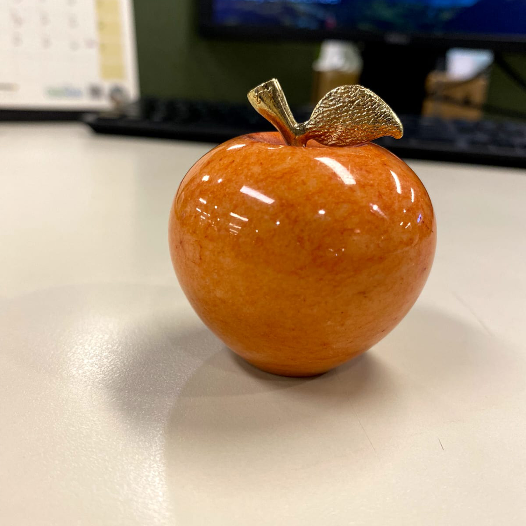 2 Inch Handmade Marble Apple Set - Decorative Paperweight for Home & Office