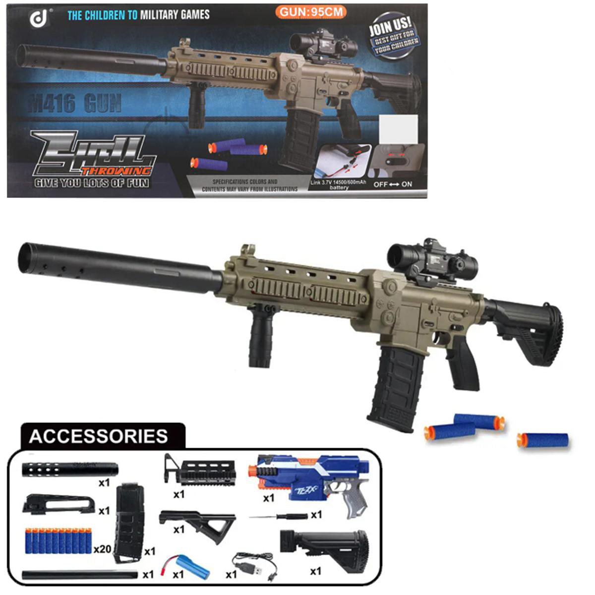 M416 Nerf Soft Darts Electric ToyGun 95 cm Multi Color