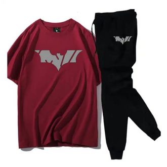 Trendy Fashion Bat Printed Tracksuit T-shirt & Trouser Cotton Jersey Fabric Summer Ellegant Collection tshirt Gym Sports Outdoor Casual Wear Track Suit for Men at Full Circle Clothing