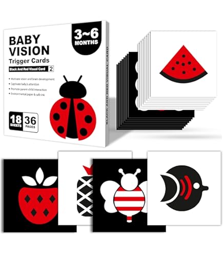 18pcs Baby Visual Stimulation Cards – Baby Montessori Toys & Flash Cards for Vision Development & Early Learning | Educational Toy for Newborns & Toddlers 6-12, 12-36 Months | Premium Quality Gift For Toddler