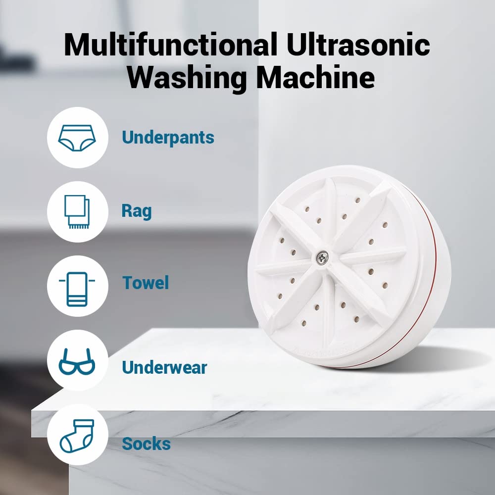 Mini Washing Machine Ultrasonic Turbine Washing Machine Portable Turbo Washer for Travel Business Trip or College Rooms