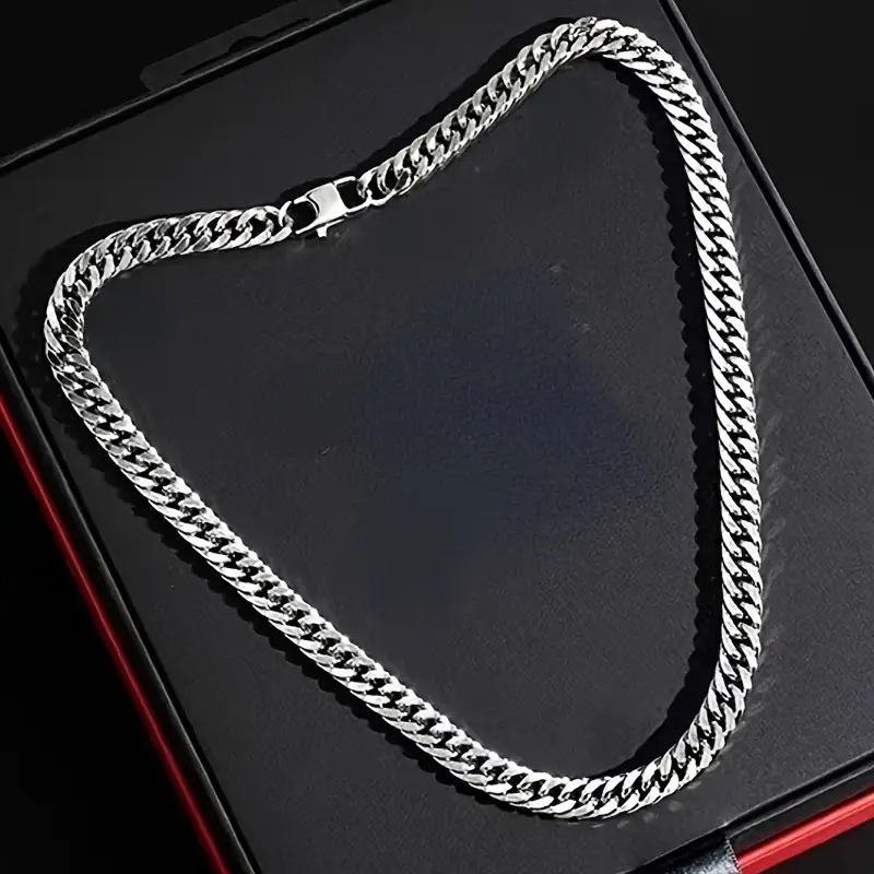 Polished Stainless Steel Men's And Women's Cuban Chain Necklace