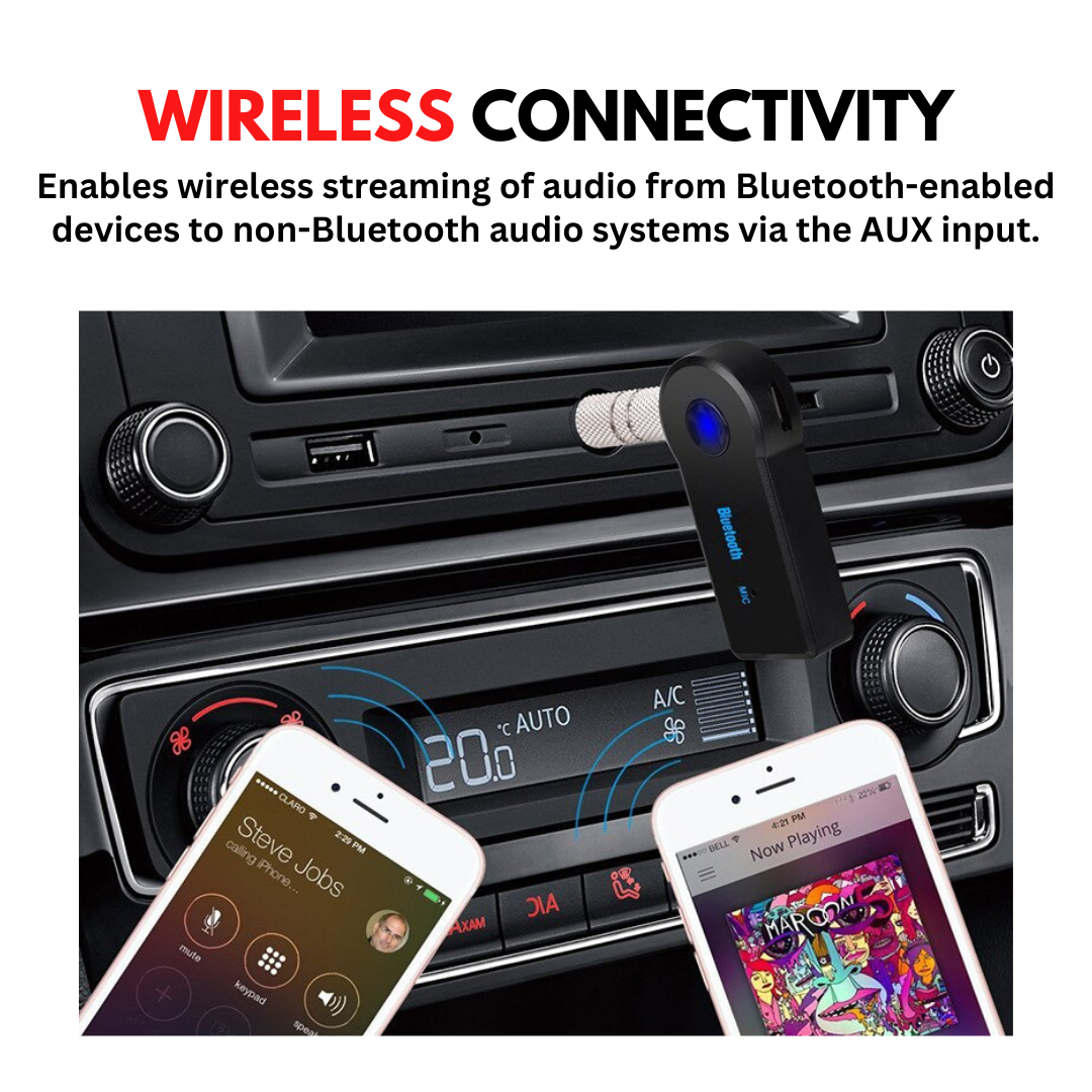 2-in-1 Dual Choice Bluetooth Audio Receiver Adapter Combo | BT-350 Rechargeable Wireless Car AUX Receiver & Mini USB Bluetooth Dongle for Home Speakers TV PC Laptop – SnapMart
