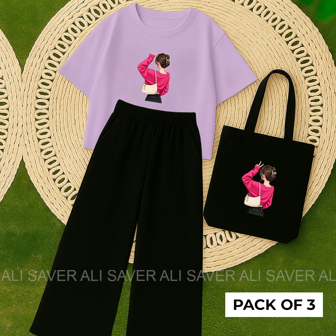 Summer Printed Crop top and Black Flapper Suit