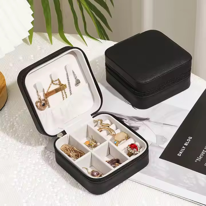 Premium Mini Jewelry Organizer Box Travel Friendly Small Faux Leather Box for Jewellery  For Women And Girls