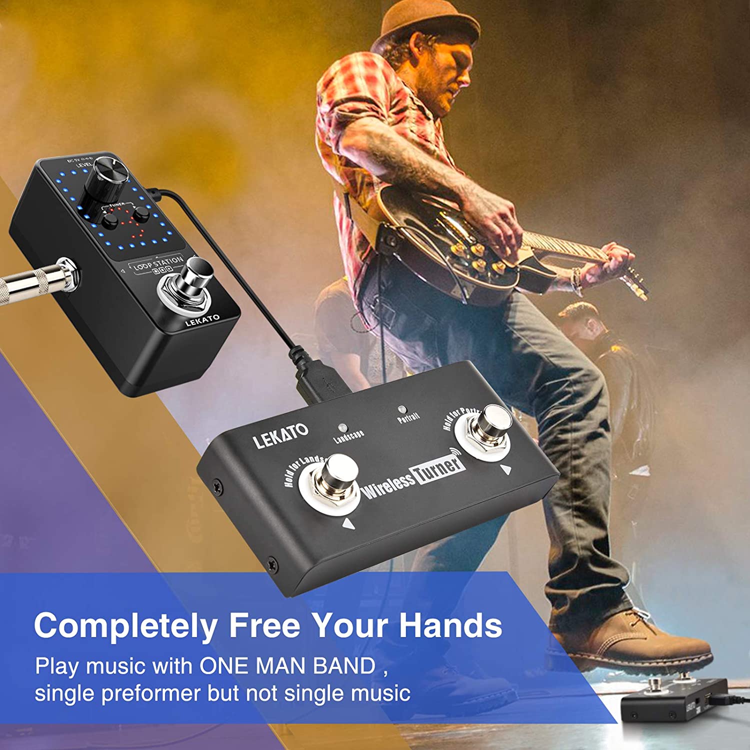 LEKATO Wireless Page Turner Pedal Bluetooth Foot Pedal For Tablets Phone (Android & IOS System Above Version 13.4 Support) - External Pedal For LEKATO Loop Pedal Tuner Switching Control