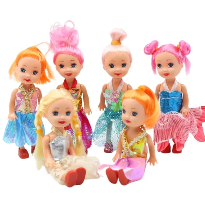 Pack of 4 Mini Dolls Set – | Colourful Toys for Kids with Removable Clothes & Shoes | Movable Hands and Legs | Premium Quality (Aizal Mall)