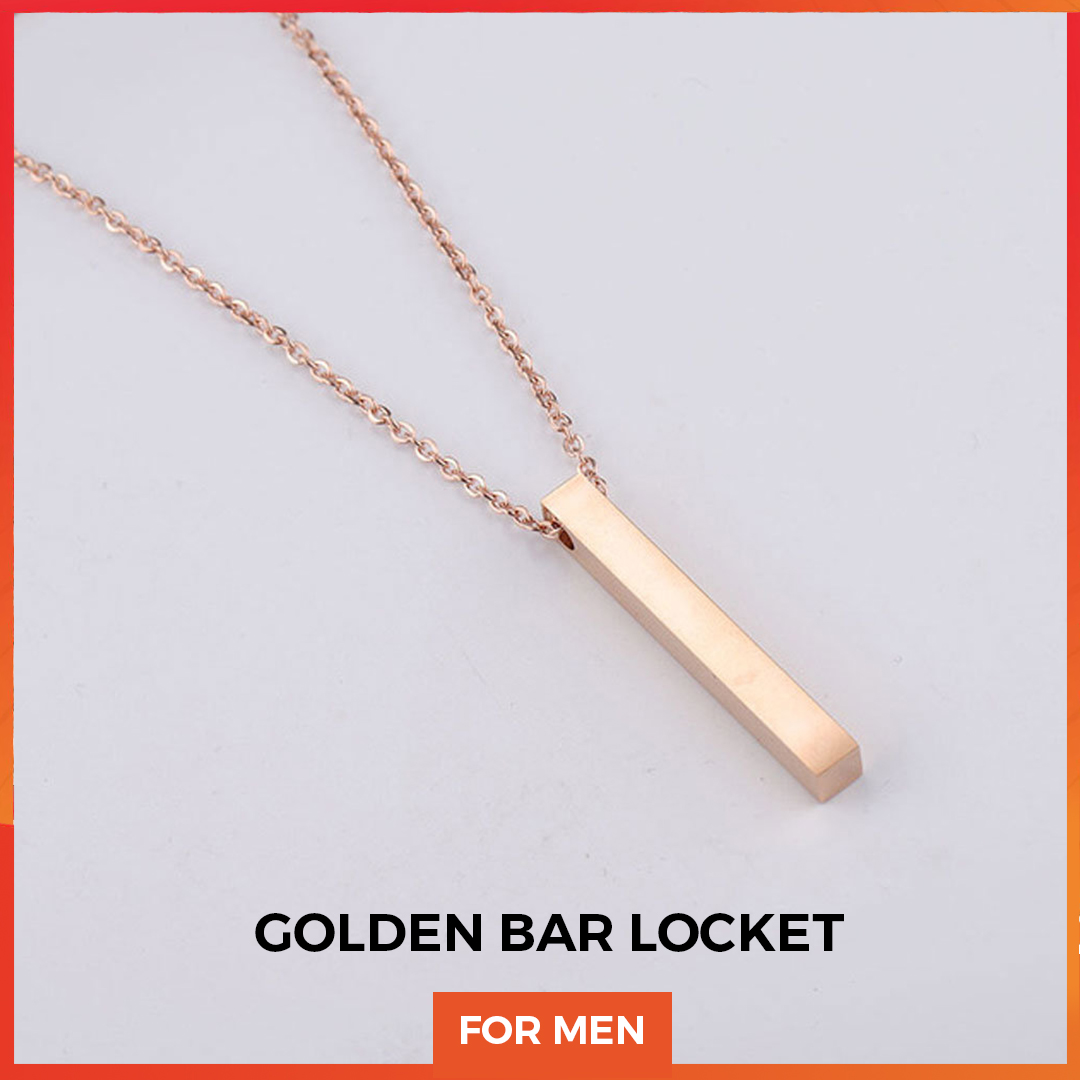 Golden Vertical Bar Necklace/Locket/Chain for men/boys