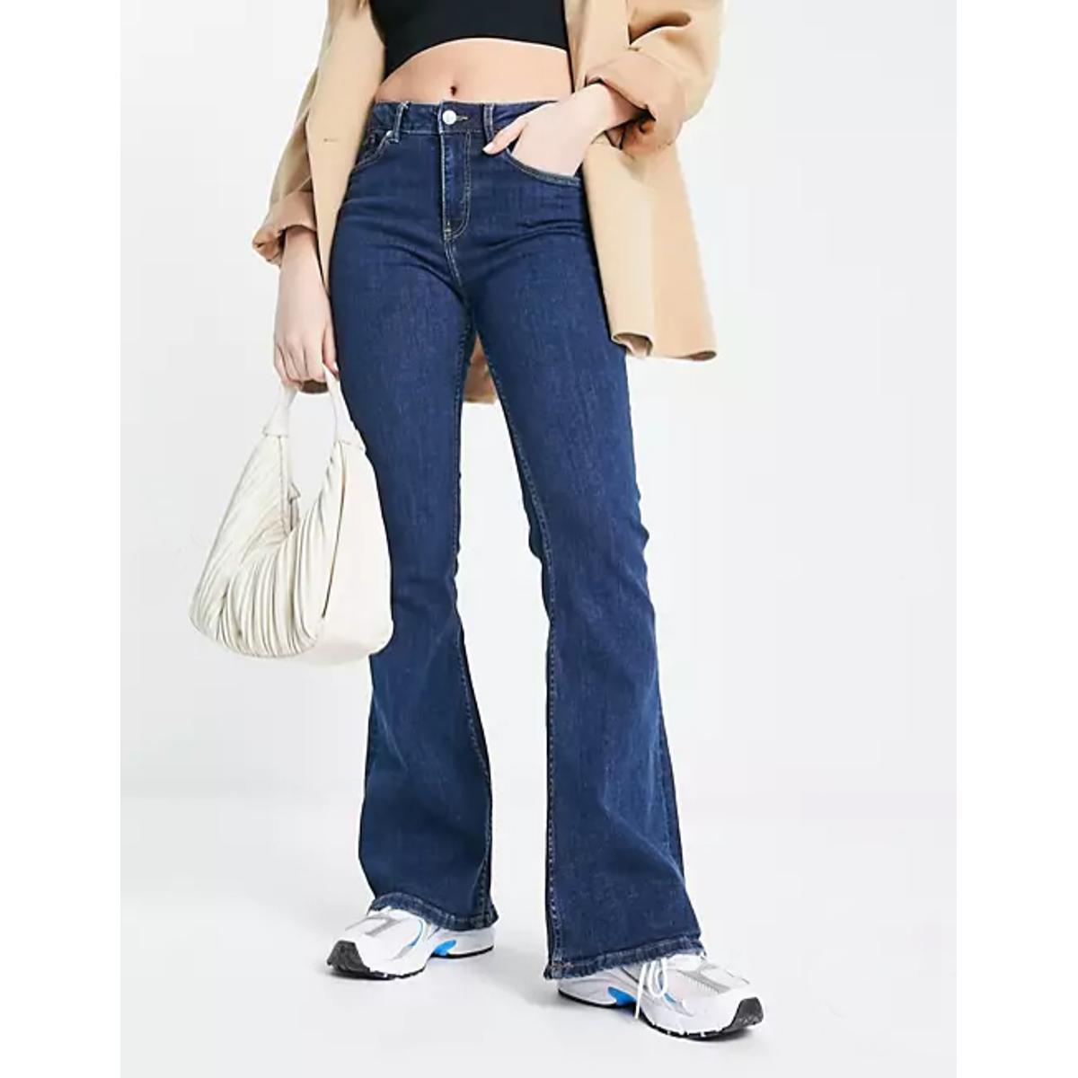 Women Navy Blue Skinny Fit Flared Denim Jeans | Export Quality | ZRANZIE
