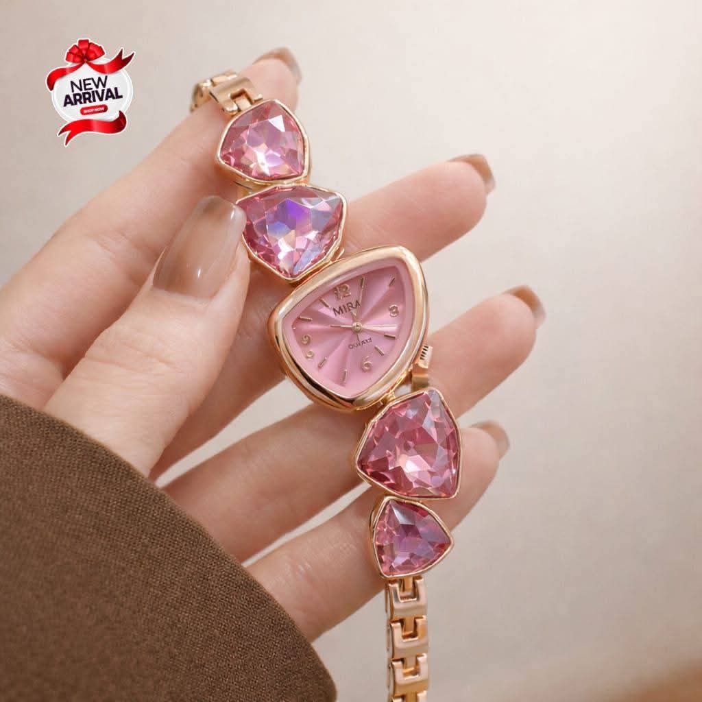 Premium Luxury Crystal Gemstone Ladies Watch | Elegant Fashion Bracelet Quartz Watch for Women