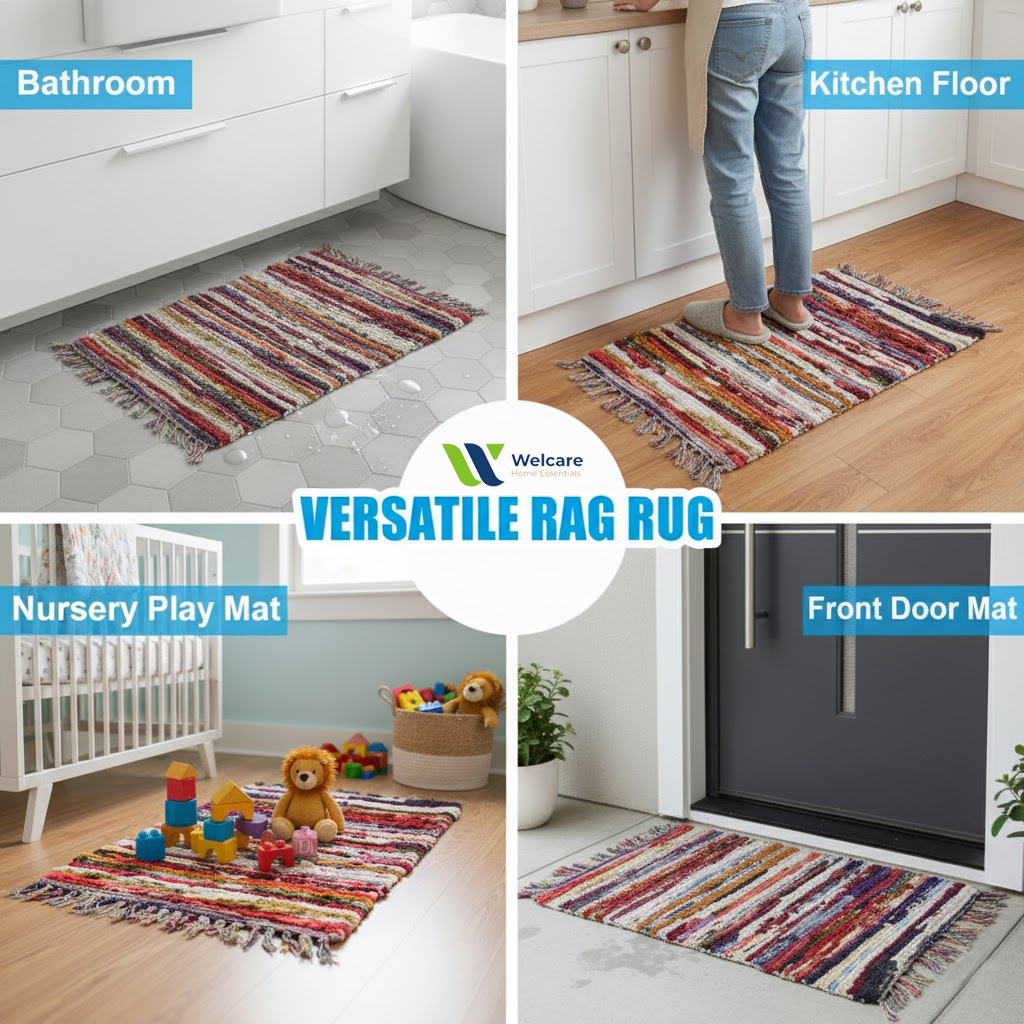 Handmade Velvet Floor Mat with Tassel Edges  Bath Mat Soft Non-Slip - Washable Door Mat for Bathroom, Entryway , Bedroom  , Shower Room, Tub, Kitchen, Sink  Anti Slip Floor Carpet, Rug - ( 3x2 ft )