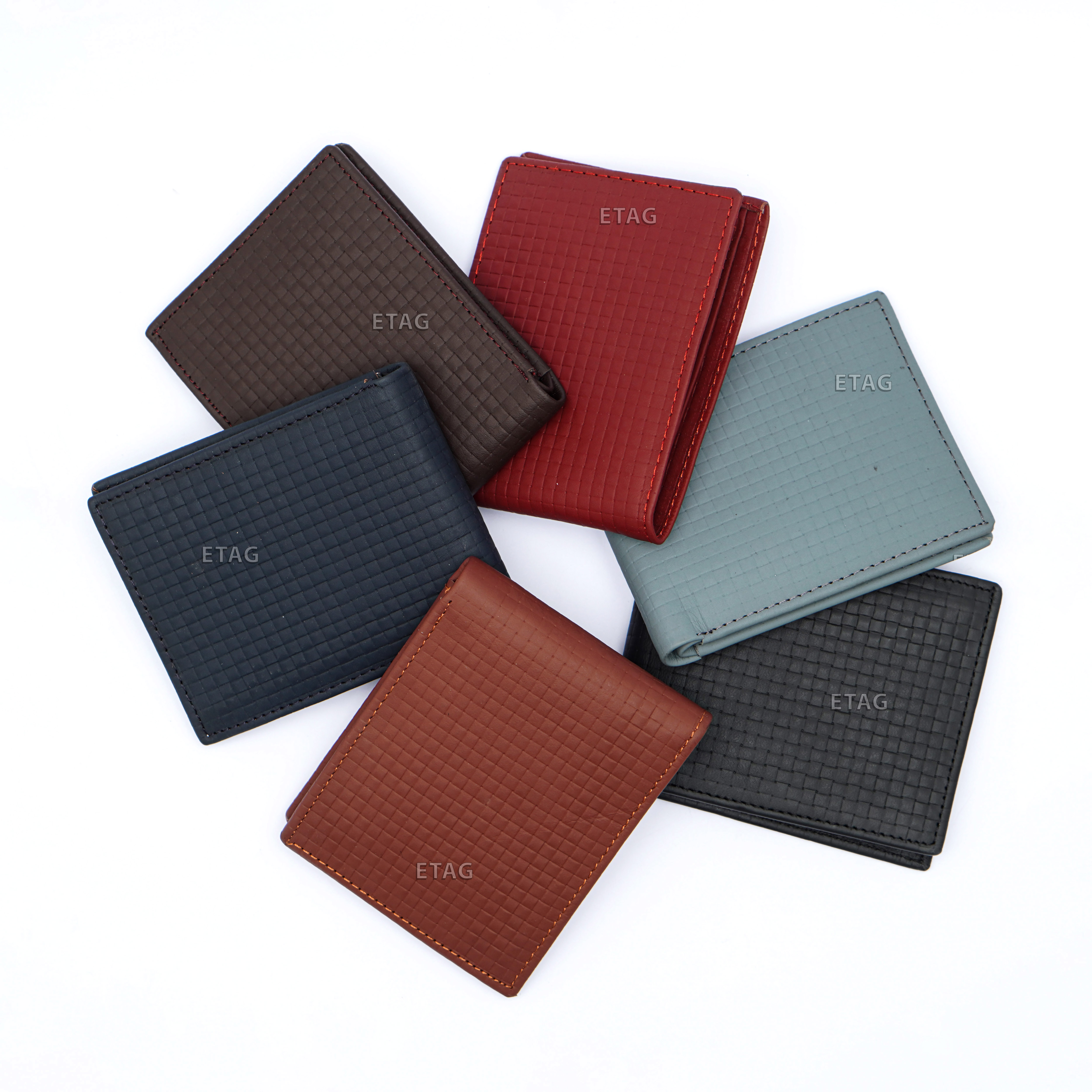 Premium Men's Checkered Pattern Soft Cow Leather Wallet - Stylish and Durable - ETAG