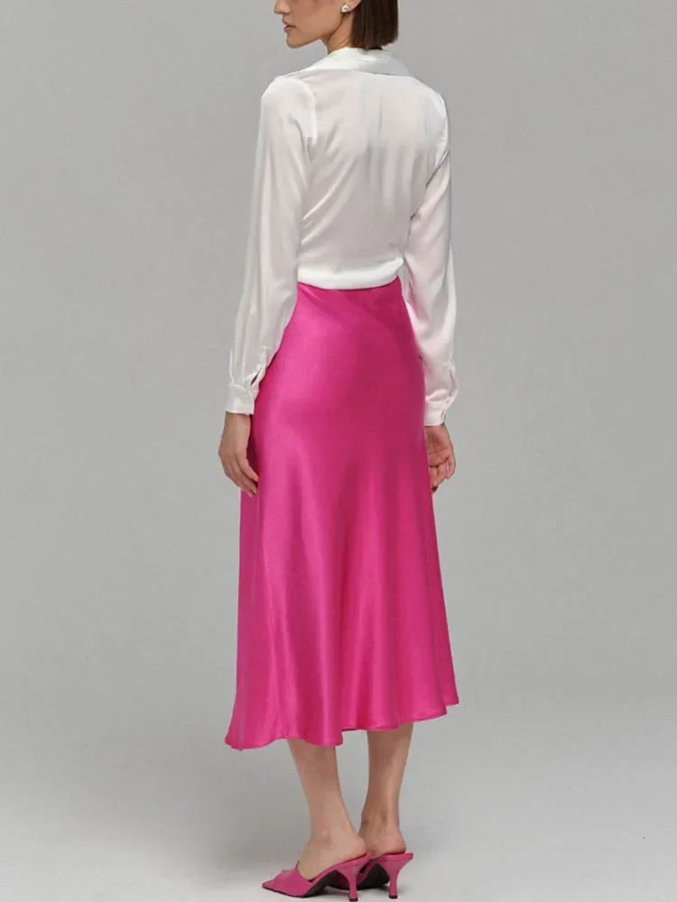 Premium Silk Casual Spring/Summer 2025 Long Solid Fishtail Skirt for Women - Elegant, Comfortable, Versatile (XS-XL)