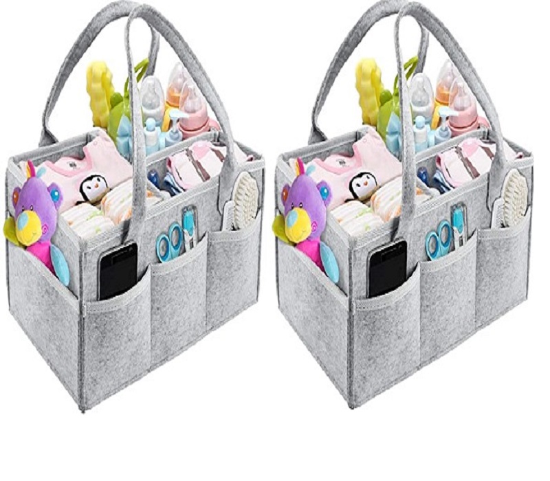pack of 2 Baby diaper caddy organizer, Foldable storage bag, Portable storage basket with 10 pockets, New born baby accessories, Baby bags for mother