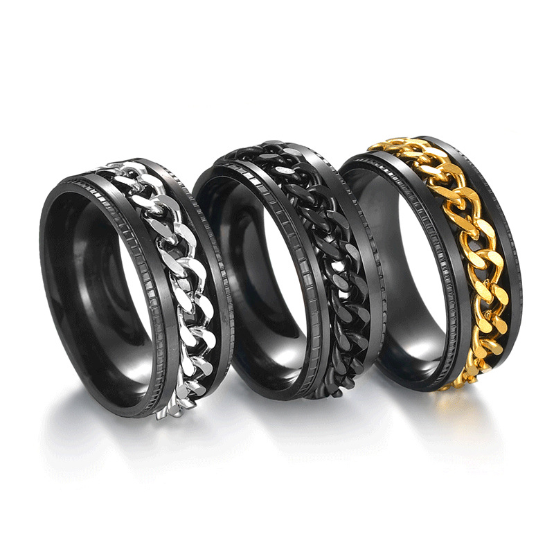 1PS/ VIRSL PLATIMIUM SPINNER RING FOR MENAND BOY -FASHION HIGH QUALITY (BLACK) SPPINER RINGS FOR MEN AND BOYS EID SpECIAL