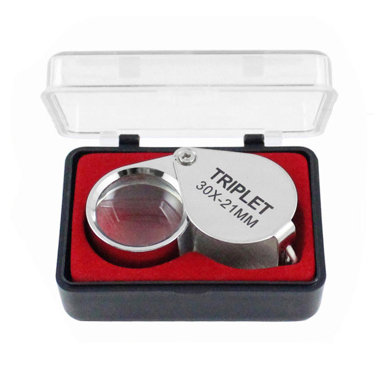 FREE Box Jewelry Diamond Eye Loupe Magnifier Magnifying Glass Triplet Jeweler Loupe Chrome Triplet Jeweler's Loupe 30x-18mm