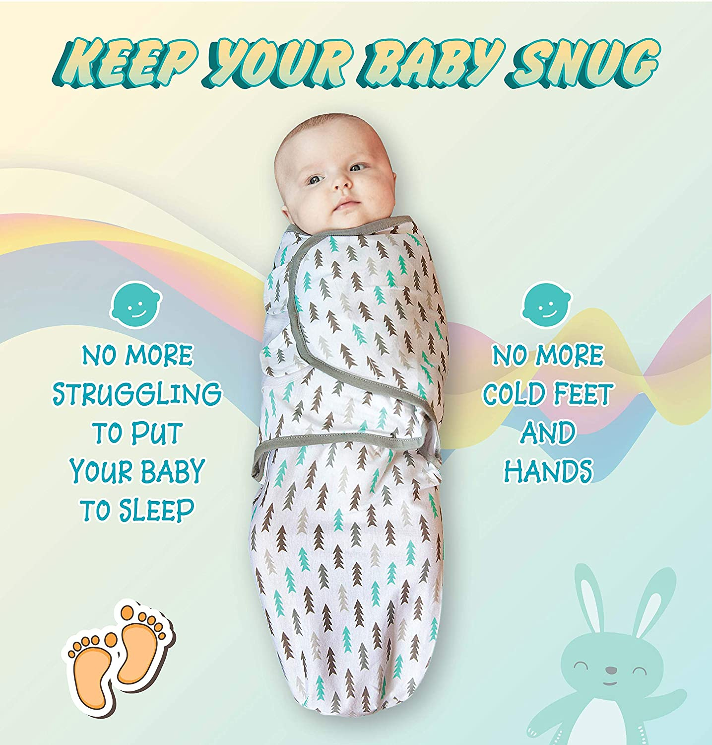2pcs Baby Swaddle Blanket, 0 to 6 M Swaddle Wrap for Infant, Adjustable Newborn Swaddle, Organic Cotton Baby Swaddle