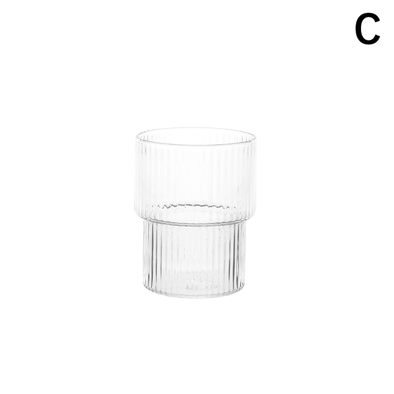 Vertical Stripe Glasse Cups Transparent Heat Resistant Juice Tea Coffee