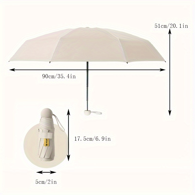 Pocket Umbrella with Case - Portable Compact Lightweight Durable Parasol Stylish Small Travel Umbrella for Rain & Sun Protection