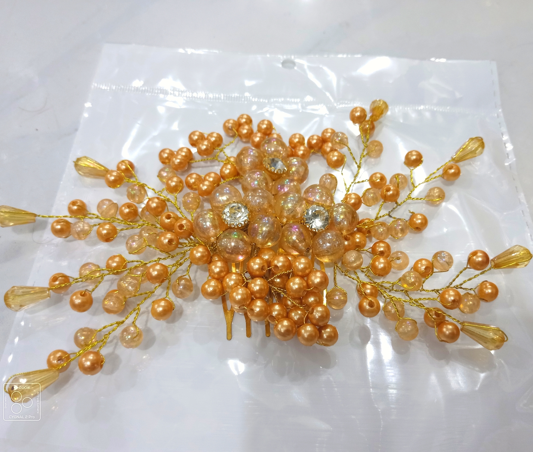 Bridal Wedding Hair Comb For Women Handmade Crystal Flower Design With Pearl Detailing Hair Accessory