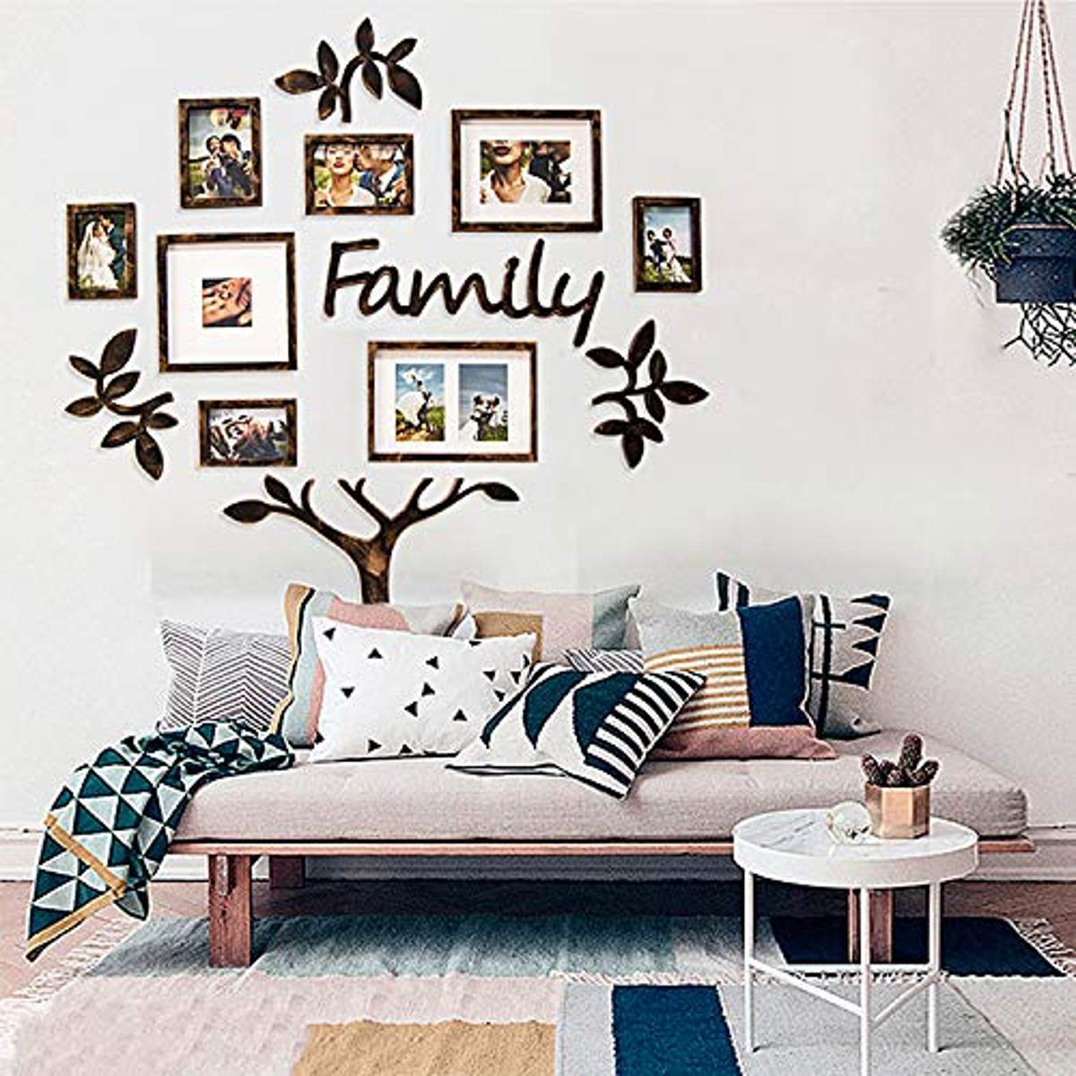 3D Wooden Wall Family photo/picture Tree With Picture Large Size Frames, Wooden Family Tree Photos Frame, Modern home decor Home Decore Stylish Wall Design Home Decoration Wall Hanging Wall Art For Gifts Wall Sticker Sets Decoration For Home Decor
