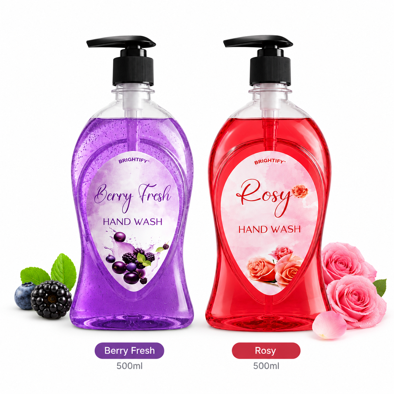 Brightify Hand Wash 500ml | Rosy & Berry Fresh | Moisturizing Vitamin E Liquid Hand Wash | Long Lasting Fragrance price in Pakistan