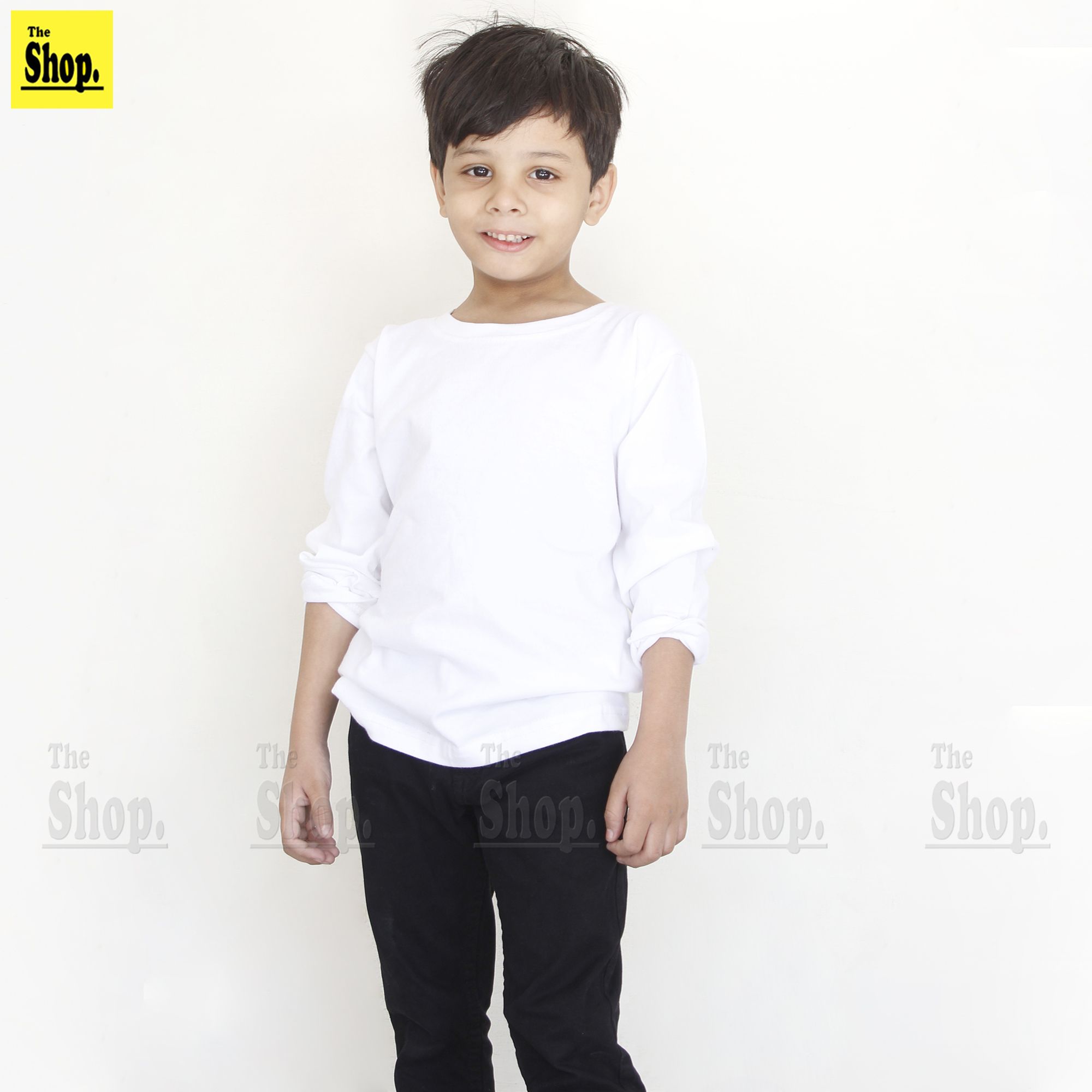 The Shop - Kids Clothes - Cotton White Full Sleeves T-Shirt For Boys And Girls Kids, 1 Years To 14 Years - Fs1-Wht