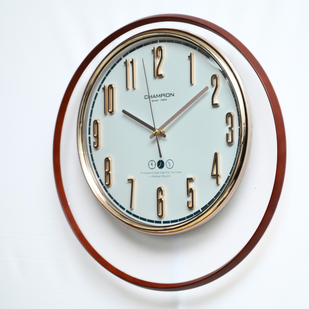 Champion Fancy Walnut Ring Non Ticking Wall Clock | Daraz.pk