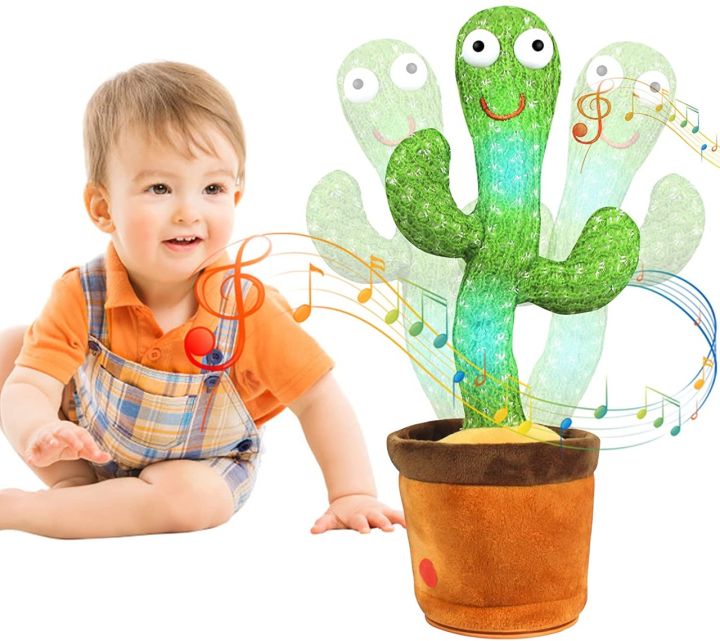 Dancing Cactus Toy without Recording - Rechargeable | Cell Operated Singing Plush Twisting Cactus Toy Education Toy Plush Toy with Songs for Kids
