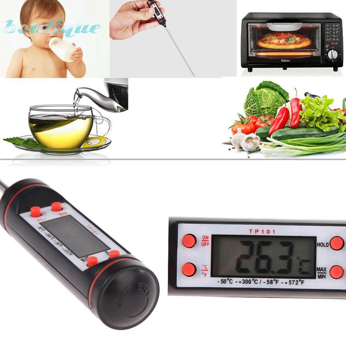 Generic TP101 Convenient Digital Food Thermometer with LCD Display (Black)