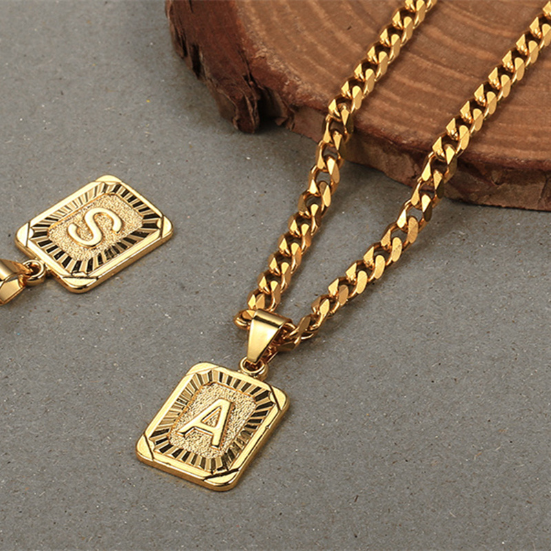 Name Initial Necklace for Women Men 26 