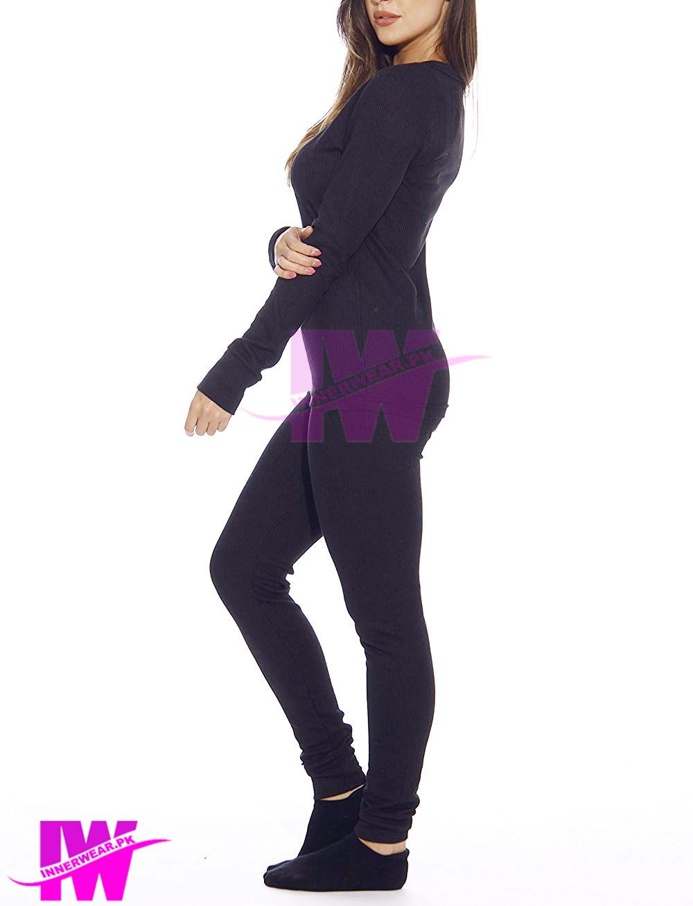 Womens Ladies Girls Premium Full Body Suit Thermal Body Warmer Skin Tight Stretchable Innerwear Winter Warm Long Johns Trouser Pajama Full Sleeve Shirt Navy Blue Full Bazoo 2nd Skin innerwear pk