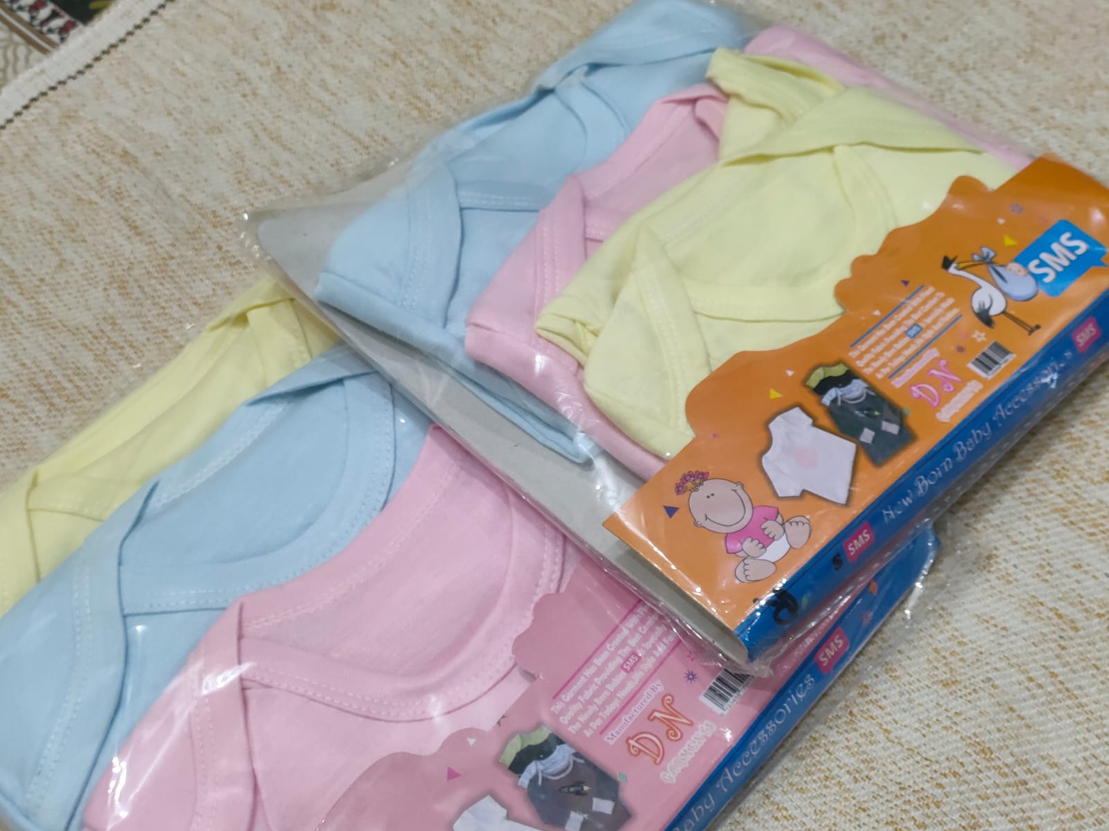 Pack of 3 - Baby Inner - Romper - Full Sleves - Plain - Multicolors - Winter Collection