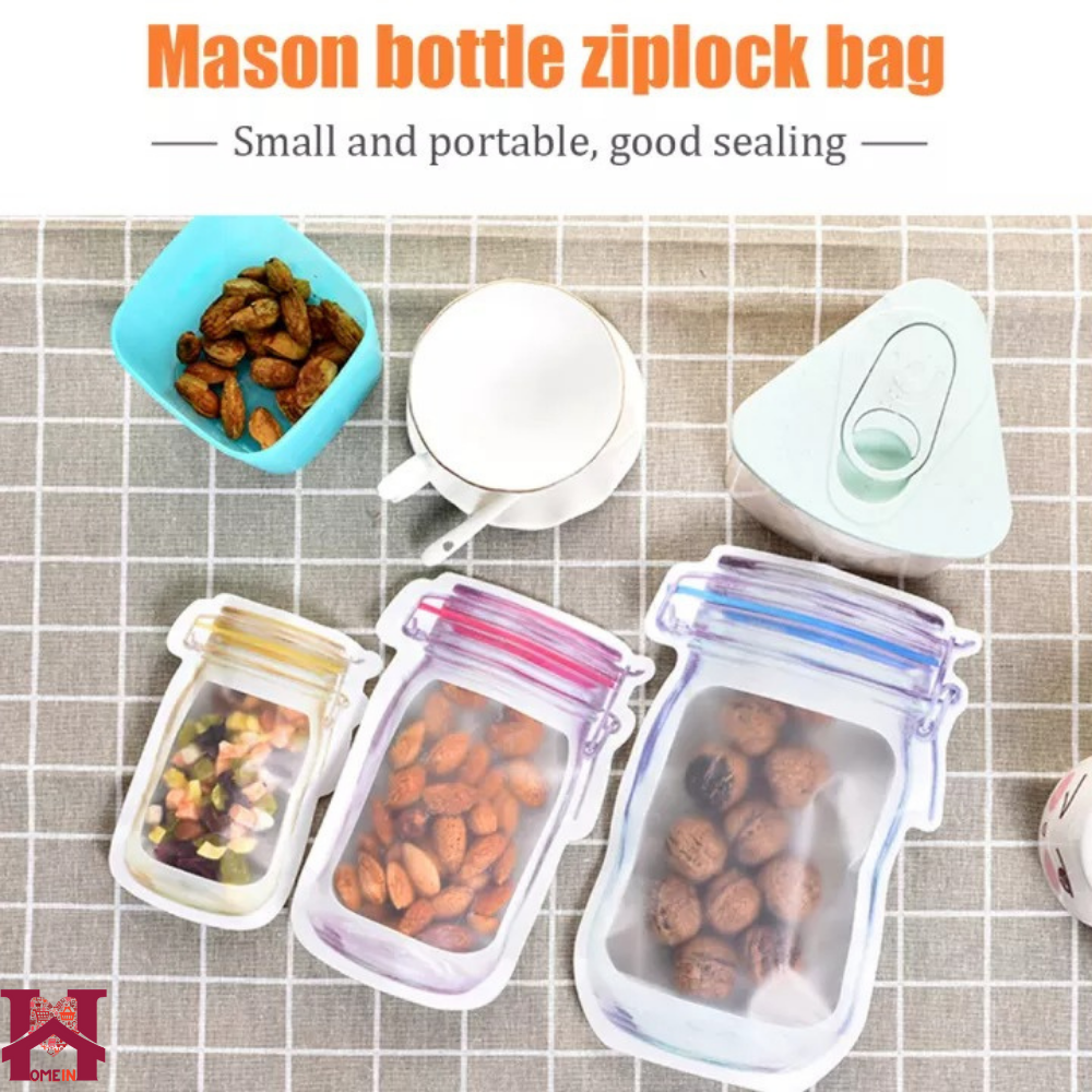 Reusable Mason Jar Bottle Bag Plastic Jar Bag Zipper Bags Food