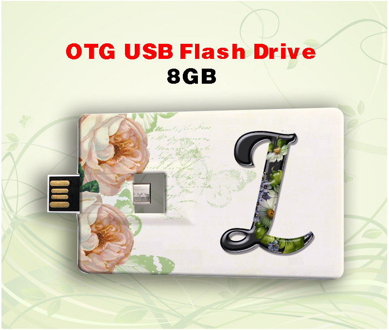 OTG Plastic Business Card USB Stick/ Computer Phone Dual Use USB Flash Drive (8GB) Alphabets