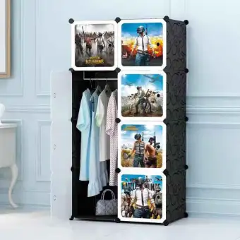 Pubg 8 Cube Storage Cabinet Wardrobe For Kids With Hanging Rod