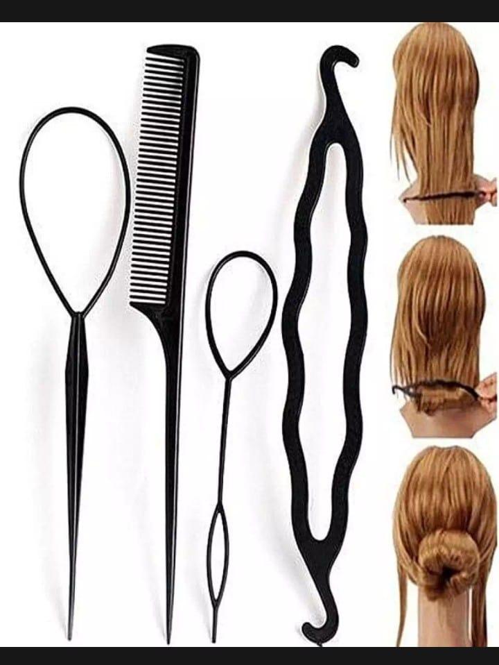 4 Pcs Set Styling Clip Bun Maker + Hair Twist Braid Ponytail Tool