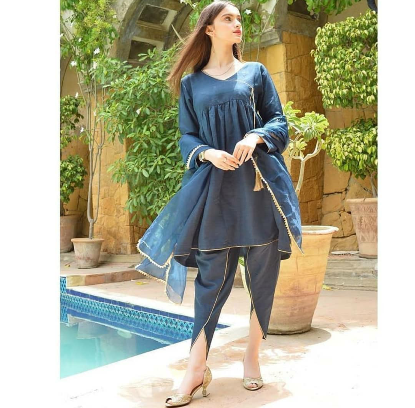 casual angrakha style short frock