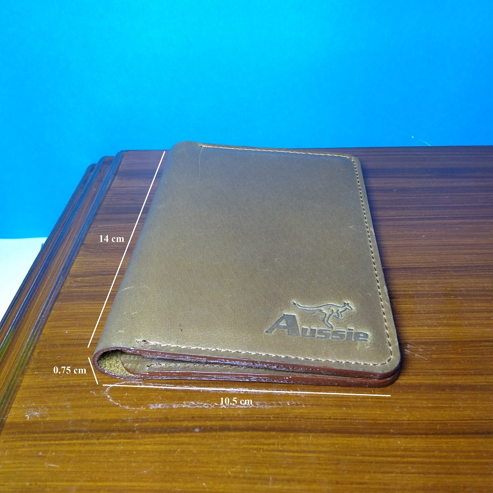 Genuine Leather Passport Cover Brown