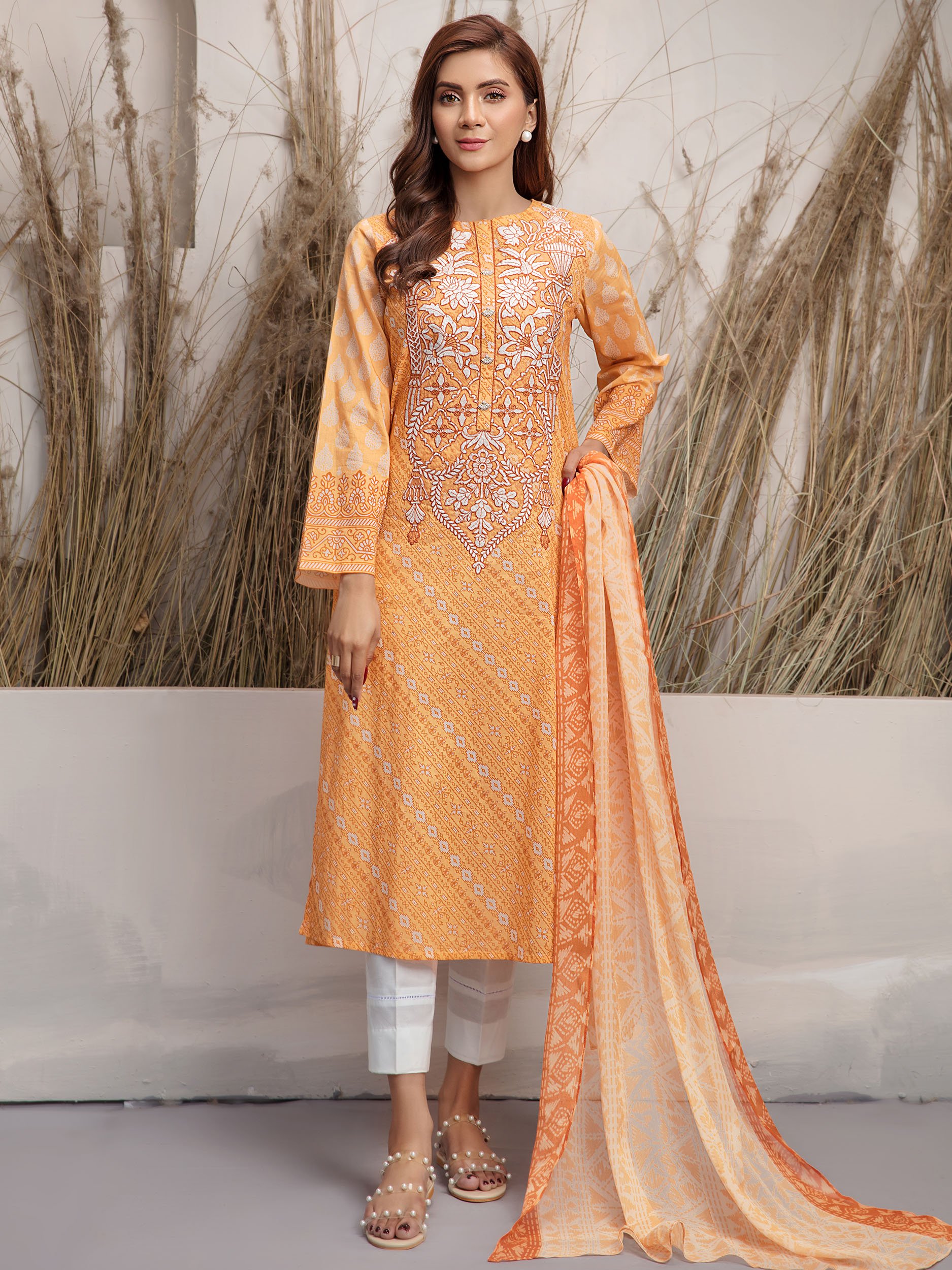 LimeLight Unstitched 2-Pc Embroidered Lawn Suit For Ladies U1350SU-2Pc-YLW