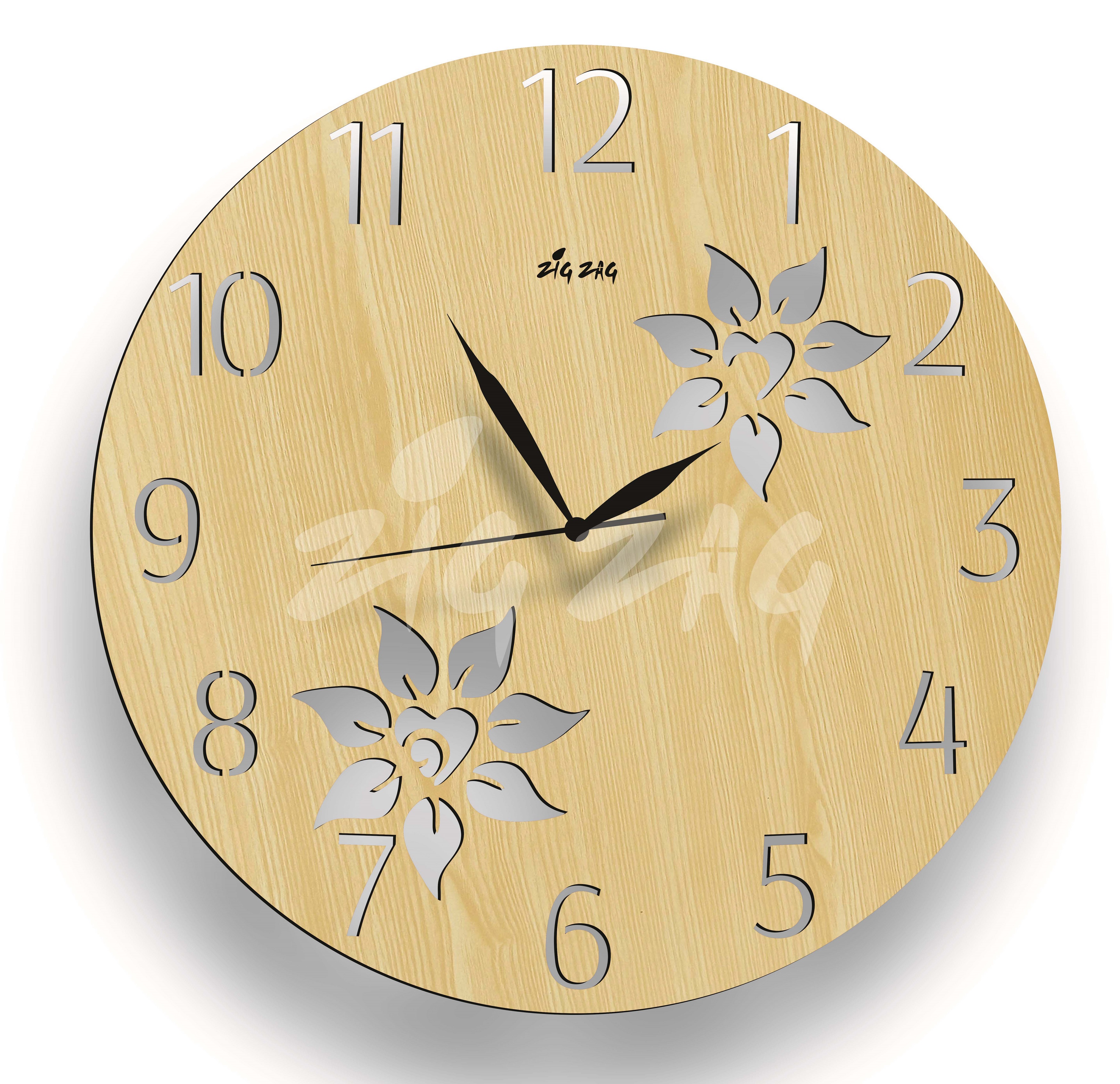 Pretty Flower Wooden Wall Clock 最旬ダウン