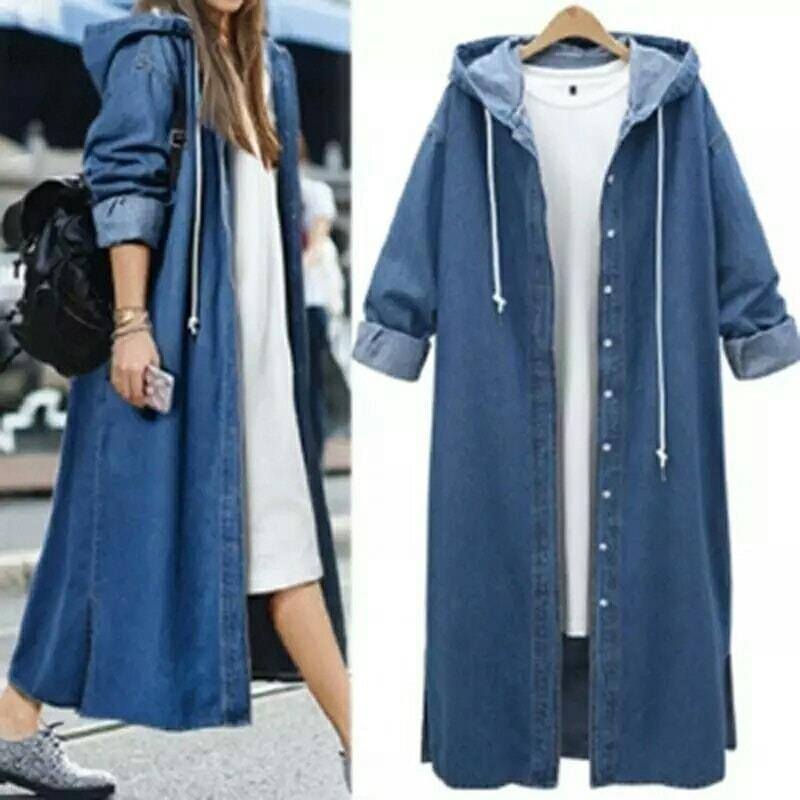 denim long coat ladies
