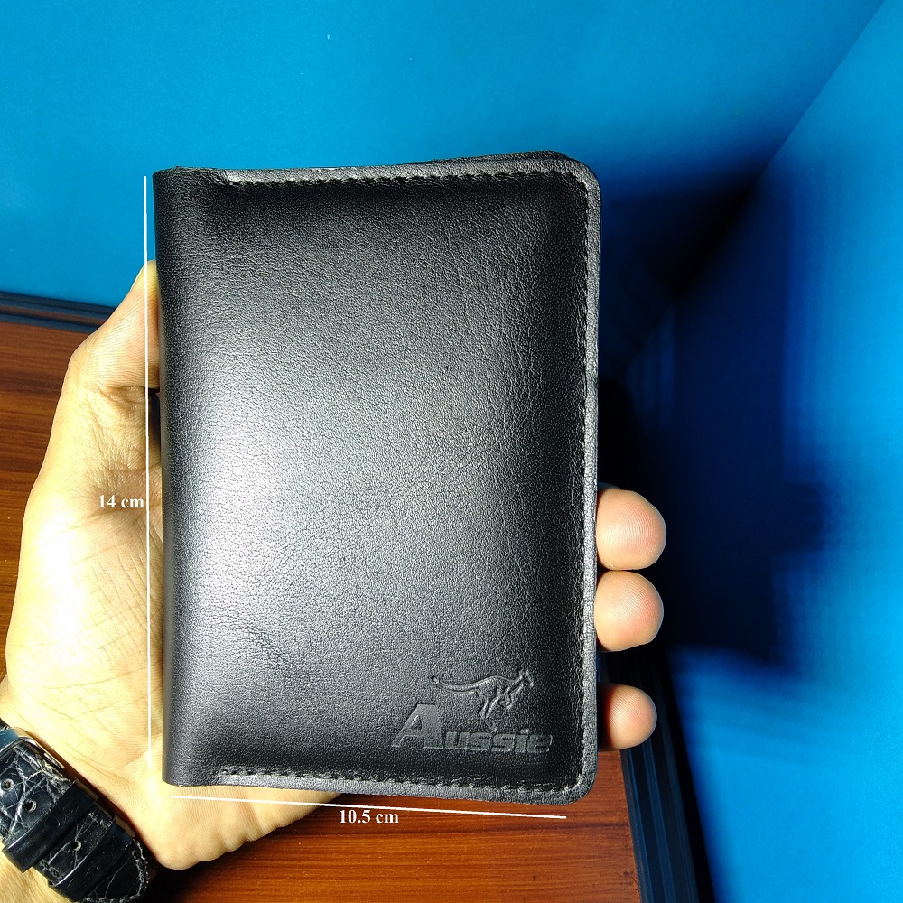 Genuine Leather Passport Cover Black