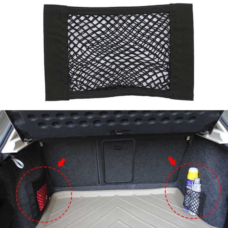 (in stock)Magic Tape Car Trunk Seat Back Mesh Elastic Pocket Storage