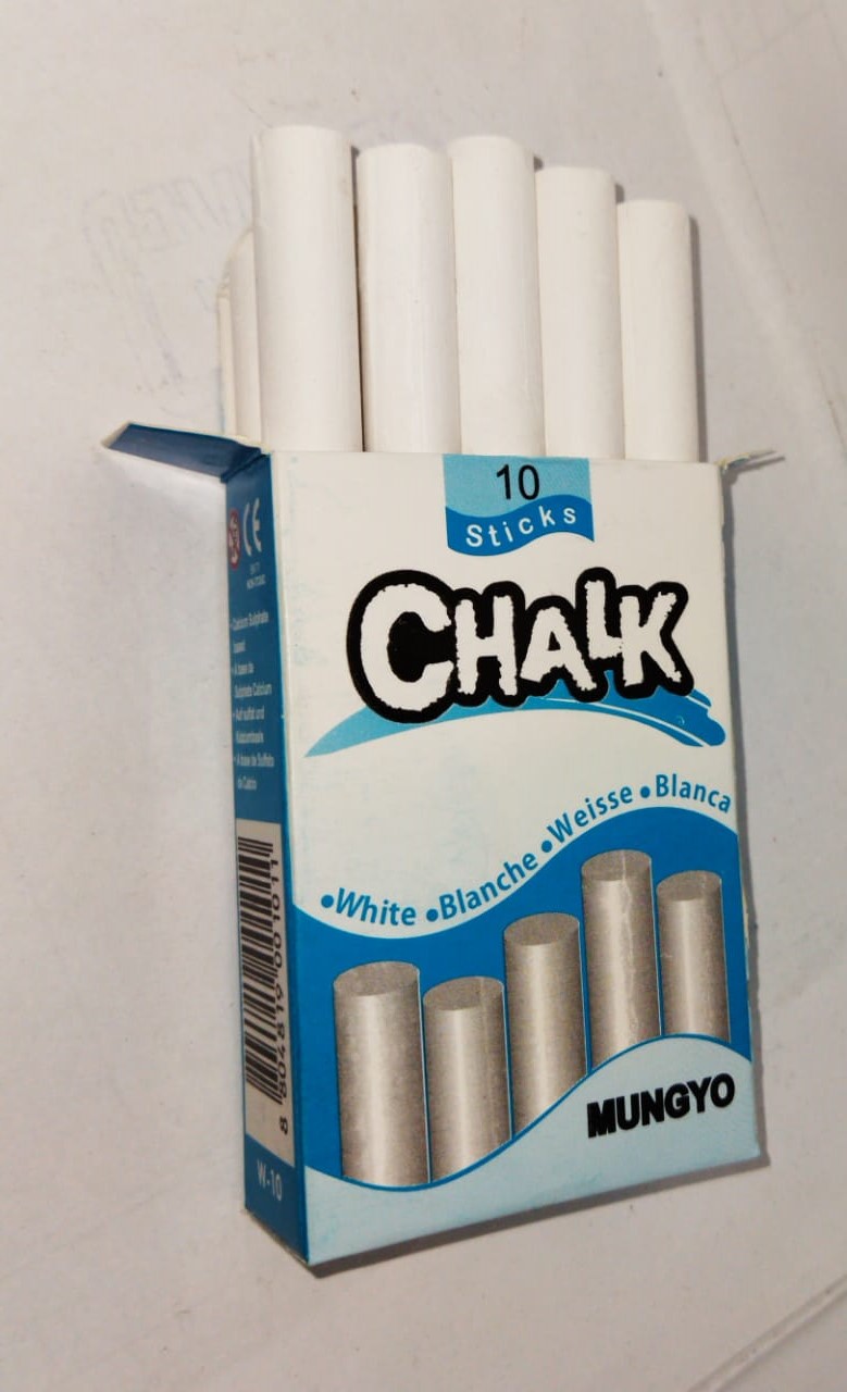 White Dustless Chalk – 10 Sticks Packet - Mungyo