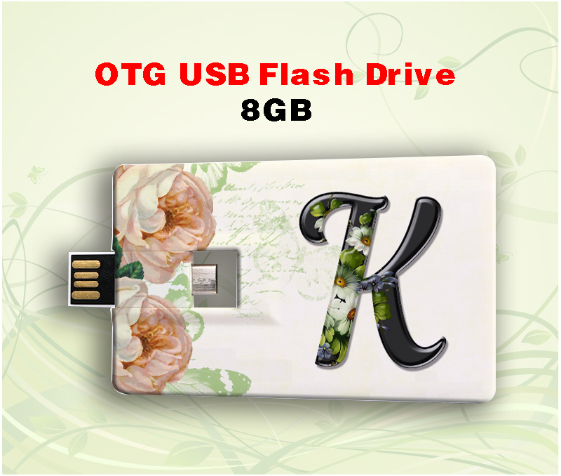 OTG Plastic Business Card USB Stick/ Computer Phone Dual Use USB Flash Drive (8GB) Alphabets