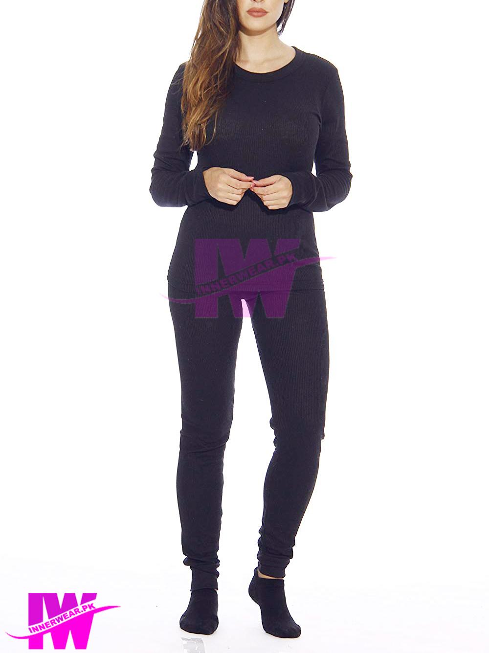 Womens Ladies Girls Premium Full Body Suit Thermal Body Warmer Skin Tight Stretchable Innerwear Winter Warm Long Johns Trouser Pajama Full Sleeve Shirt Navy Blue Full Bazoo 2nd Skin innerwear pk