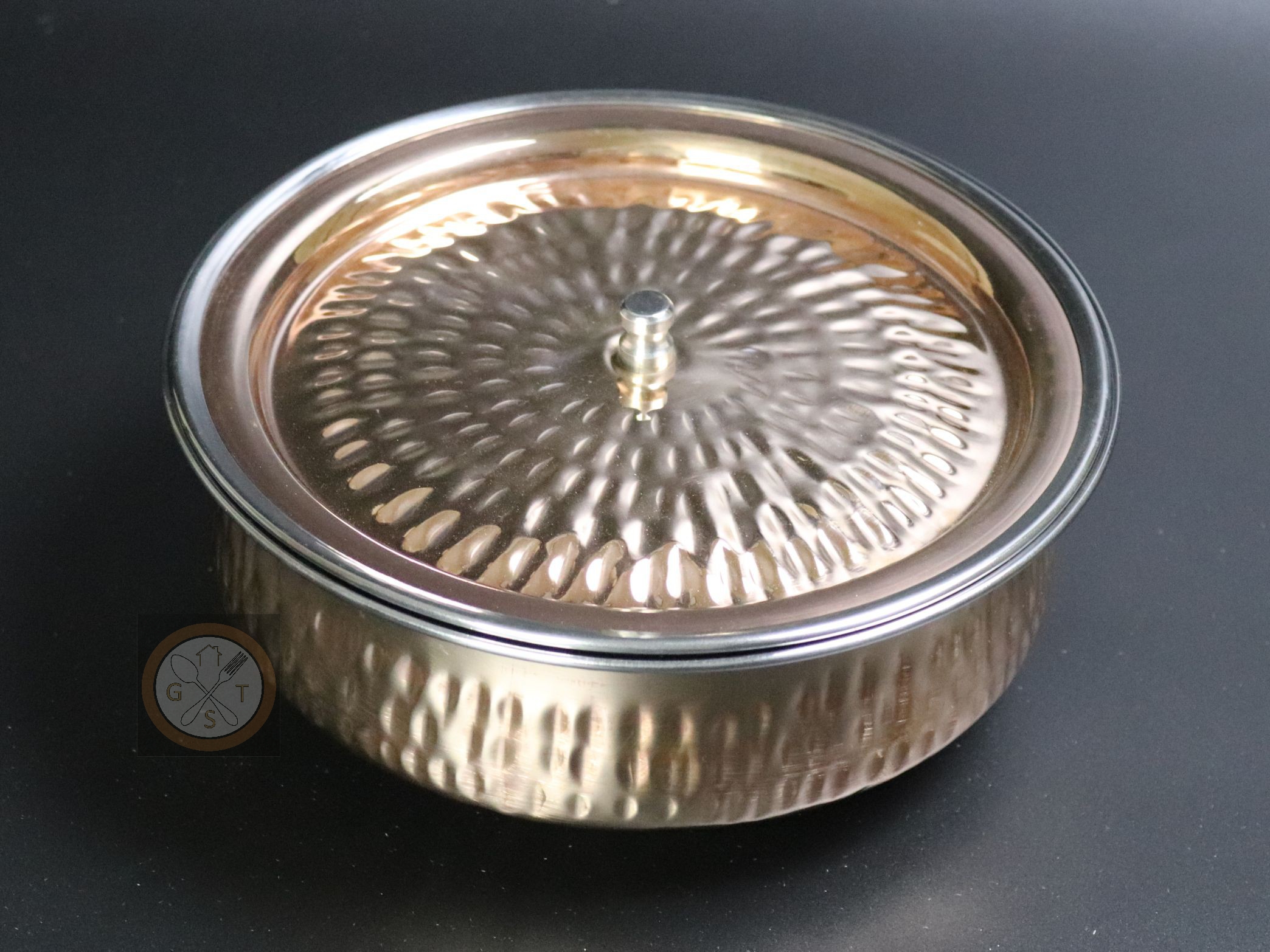 Copper Stainless Steel Serving Dish - 8inch Handi (1.2 Litre Capacity)
